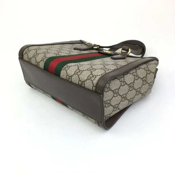 Gucci Beige and Brown Satchel with Red and Green Stripe - Picture 5 of 15
